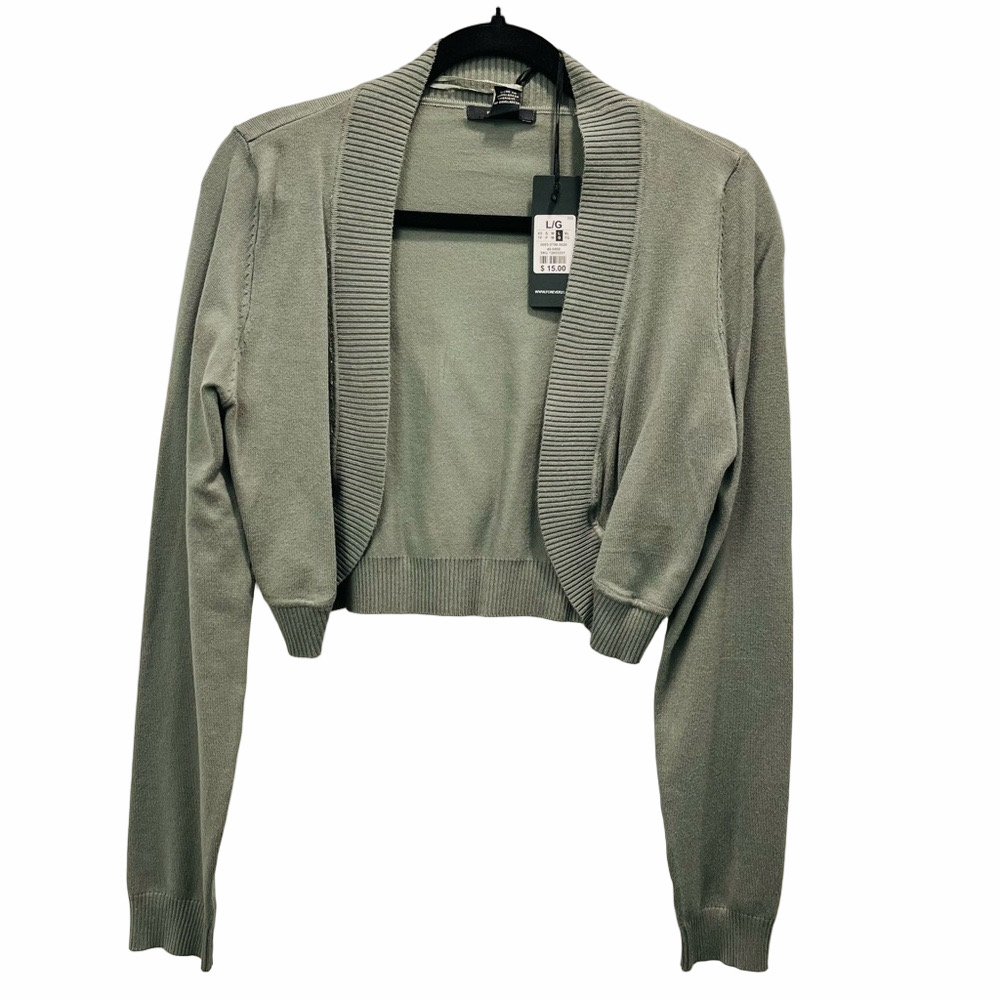 Trendy Grey Green Cropped Cardigan